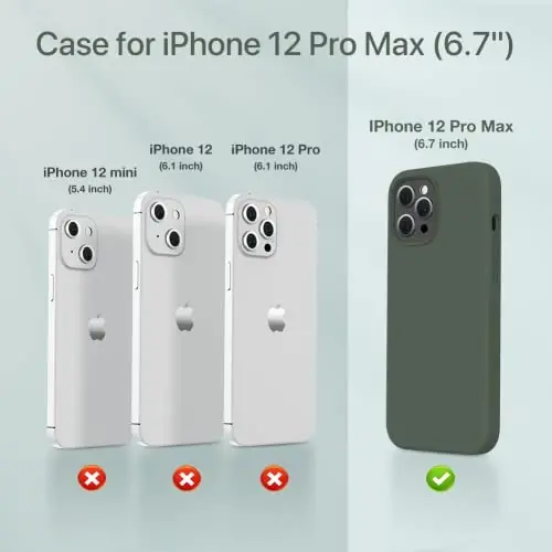 Miracase Compatible with iPhone 12 Pro Max Case, [Soft Anti-Scratch Microfiber Lining], Liquid Silicone Case Gel Rubber Shockproof Drop Protection Phone Case for 12 Pro Max, Dark Green - MIRACASE (1)