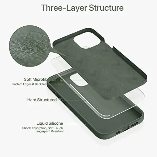 Miracase Compatible with iPhone 12 Pro Max Case, [Soft Anti-Scratch Microfiber Lining], Liquid Silicone Case Gel Rubber Shockproof Drop Protection Phone Case for 12 Pro Max, Dark Green - 3