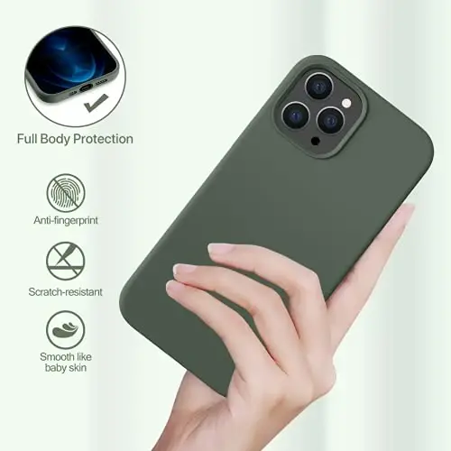 Miracase Compatible with iPhone 12 Pro Max Case, [Soft Anti-Scratch Microfiber Lining], Liquid Silicone Case Gel Rubber Shockproof Drop Protection Phone Case for 12 Pro Max, Dark Green - 4