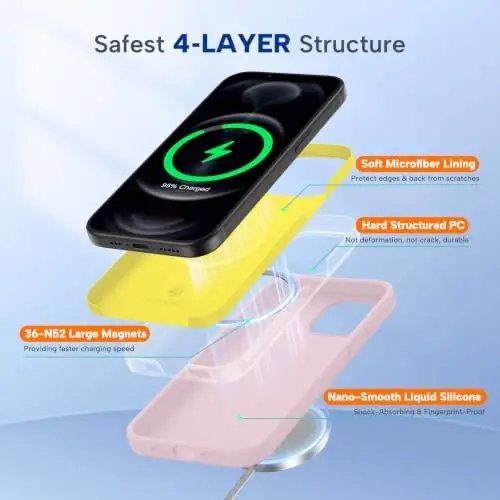 Miracase iPhone 12 Pro Max Kılıfı ile Uyumlu, [Yumuşak Çizilmez Mikrofiber Astar], Sıvı Silikon Kılıf Jel Kauçuk Darbeye Dayanıklı Düşme Korumalı Telefon Kılıfı 12 Pro Max için, Kum Pembesi 