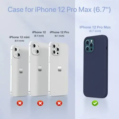 Miracase Compatible with iPhone 12 Pro Max Case, [Soft Anti-Scratch Microfiber Lining], Liquid Silicone Case Gel Rubber Shockproof Drop Protection Phone Case for 12 Pro Max, Navy Blue - MIRACASE (1)