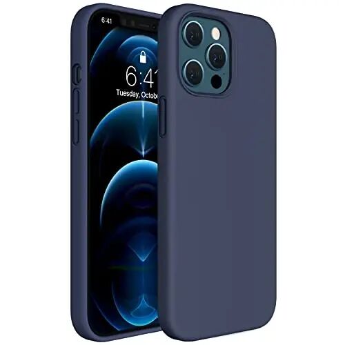 Miracase Compatible with iPhone 12 Pro Max Case, [Soft Anti-Scratch Microfiber Lining], Liquid Silicone Case Gel Rubber Shockproof Drop Protection Phone Case for 12 Pro Max, Navy Blue - MIRACASE