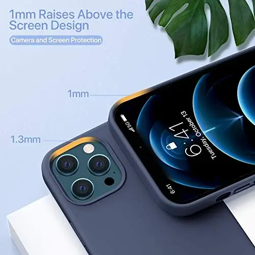 Miracase iPhone 12 Pro Max Kılıfı ile Uyumlu, [Yumuşak Çizilmez Mikrofiber Astar], Sıvı Silikon Kılıf Jel Kauçuk Darbeye Dayanıklı Düşme Korumalı Telefon Kılıfı 12 Pro Max için, Lacivert - 5
