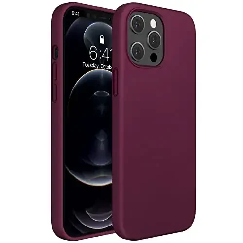 Miracase Compatible with iPhone 12 Pro Max Case, [Soft Anti-Scratch Microfiber Lining], Liquid Silicone Case Gel Rubber Shockproof Drop Protection Phone Case for 12 Pro Max, Wine Red 