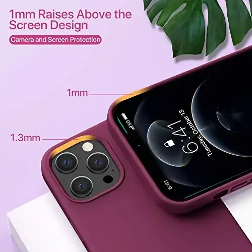 Miracase Compatible with iPhone 12 Pro Max Case, [Soft Anti-Scratch Microfiber Lining], Liquid Silicone Case Gel Rubber Shockproof Drop Protection Phone Case for 12 Pro Max, Wine Red - 5