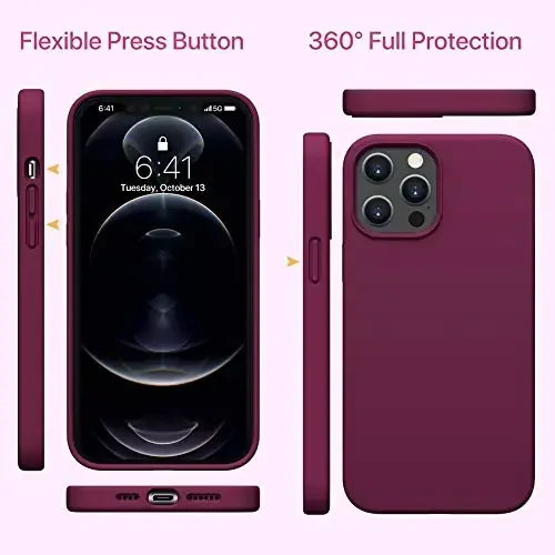 Miracase Compatible with iPhone 12 Pro Max Case, [Soft Anti-Scratch Microfiber Lining], Liquid Silicone Case Gel Rubber Shockproof Drop Protection Phone Case for 12 Pro Max, Wine Red - 6