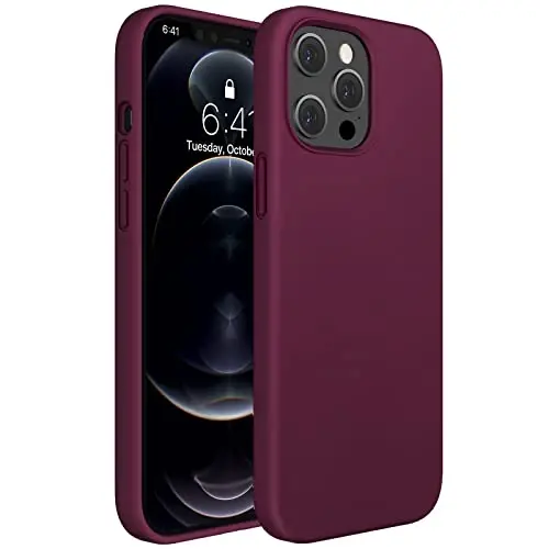 Miracase Compatible with iPhone 12 Pro Max Case, [Soft Anti-Scratch Microfiber Lining], Liquid Silicone Case Gel Rubber Shockproof Drop Protection Phone Case for 12 Pro Max, Wine Red 