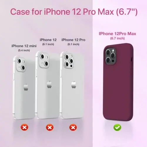 Miracase Compatible with iPhone 12 Pro Max Case, [Soft Anti-Scratch Microfiber Lining], Liquid Silicone Case Gel Rubber Shockproof Drop Protection Phone Case for 12 Pro Max, Wine Red - 2