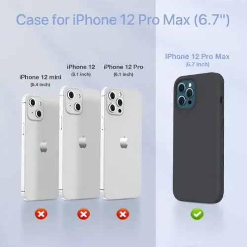 Miracase Compatible with iPhone 12 Pro Max Case, [Soft Anti-Scratch Microfiber Lining], Liquid Silicone Case Gel Rubber Shockproof Drop Protection Phone Case for 12 Pro Max, Black - 2