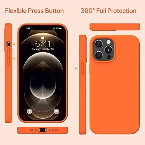 Miracase Compatible with iPhone 12 Pro Max Case, [Soft Anti-Scratch Microfiber Lining], Liquid Silicone Case Gel Rubber Shockproof Drop Protection Phone Case for 12 Pro Max, Orange - 6