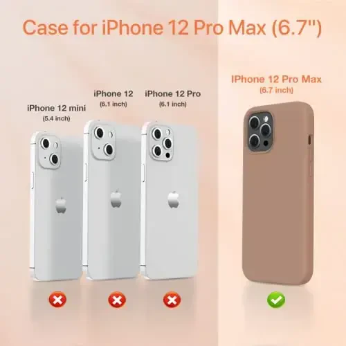 Miracase iPhone 12 Pro Max uchun g‘ilofga mos keladi, [Yumshoq tirnalishga qarshi mikrofiber astar], Suyuq silikon g‘ilof Gel rezina zarbga chidamli tushishdan himoya qilish 12 Pro Max uchun telefon g‘ilofi, Shokolad - 2