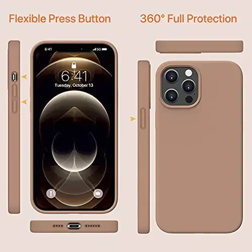 Miracase iPhone 12 Pro Max uchun g‘ilofga mos keladi, [Yumshoq tirnalishga qarshi mikrofiber astar], Suyuq silikon g‘ilof Gel rezina zarbga chidamli tushishdan himoya qilish 12 Pro Max uchun telefon g‘ilofi, Shokolad - 6