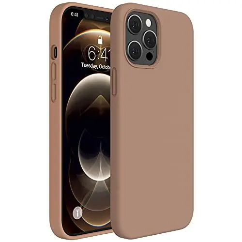 Miracase iPhone 12 Pro Max uchun g‘ilofga mos keladi, [Yumshoq tirnalishga qarshi mikrofiber astar], Suyuq silikon g‘ilof Gel rezina zarbga chidamli tushishdan himoya qilish 12 Pro Max uchun telefon g‘ilofi, Shokolad 