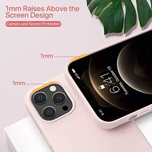 Miracase iPhone 12 Pro Max uchun mos keladigan g‘ilof, [Yumshoq tirnalishga qarshi mikrofiber astarli], Suyuq silikonli g‘ilof Gel rezina zarbga chidamli telefon g‘ilofi 12 Pro Max uchun, Qum pushti - 5