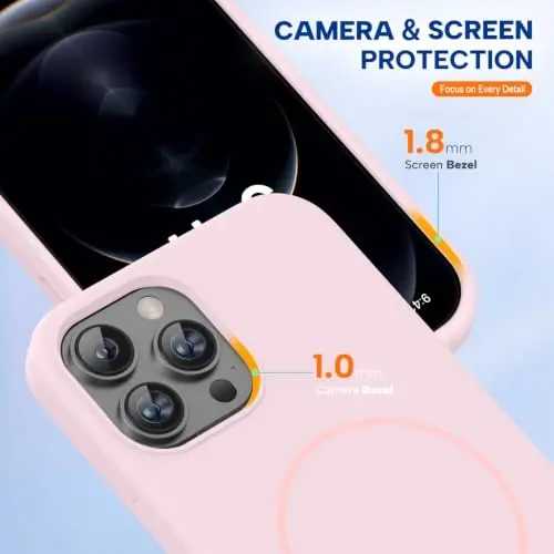 Miracase iPhone 12 Pro Max uchun mos keladigan g‘ilof, [Yumshoq tirnalishga qarshi mikrofiber astarli], Suyuq silikonli g‘ilof Gel rezina zarbga chidamli telefon g‘ilofi 12 Pro Max uchun, Qum pushti - 5