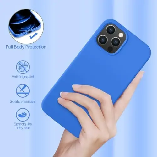 Miracase iPhone 12 Pro Max uchun mos keladigan g'ilof, [Yumshoq tirnalishga qarshi mikrofiber astarli], Suyuq silikonli g'ilof, zarbaga chidamli, 12 Pro Max uchun telefon g'ilofi, O'rta yer dengizi ko'k - 2