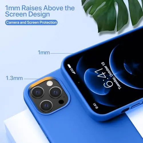 Miracase iPhone 12 Pro Max uchun mos keladigan g'ilof, [Yumshoq tirnalishga qarshi mikrofiber astarli], Suyuq silikonli g'ilof, zarbaga chidamli, 12 Pro Max uchun telefon g'ilofi, O'rta yer dengizi ko'k - 3