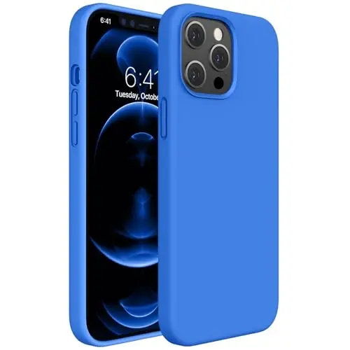 Miracase iPhone 12 Pro Max uchun mos keladigan g'ilof, [Yumshoq tirnalishga qarshi mikrofiber astarli], Suyuq silikonli g'ilof, zarbaga chidamli, 12 Pro Max uchun telefon g'ilofi, O'rta yer dengizi ko'k 