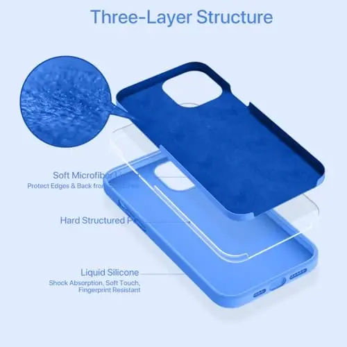 Miracase iPhone 12 Pro Max uchun mos keladigan g'ilof, [Yumshoq tirnalishga qarshi mikrofiber astarli], Suyuq silikonli g'ilof, zarbaga chidamli, 12 Pro Max uchun telefon g'ilofi, O'rta yer dengizi ko'k - 4