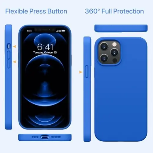Miracase iPhone 12 Pro Max uchun mos keladigan g'ilof, [Yumshoq tirnalishga qarshi mikrofiber astarli], Suyuq silikonli g'ilof, zarbaga chidamli, 12 Pro Max uchun telefon g'ilofi, O'rta yer dengizi ko'k - 5