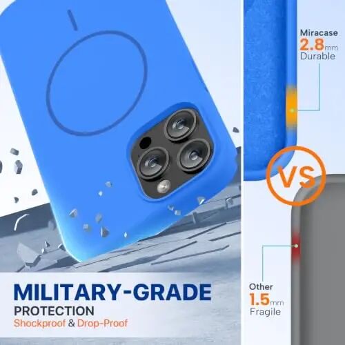 Miracase iPhone 12 Pro Max uchun mos keladigan g'ilof, [Yumshoq tirnalishga qarshi mikrofiber astarli], Suyuq silikonli g'ilof, zarbaga chidamli, 12 Pro Max uchun telefon g'ilofi, O'rta yer dengizi ko'k - 3