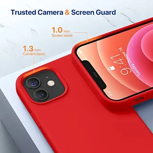 Miracase iPhone 12 va iPhone 12 Pro bilan mos keladi, Suyuq silikonli gel kauchuk to'liq tanani himoya qiladi zarbga chidamli tushishdan himoya qiladi iPhone 12/12 Pro 6.1 dyuym, Qizil uchun telefon qutisi - 5