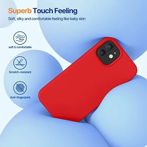 Miracase iPhone 12 va iPhone 12 Pro bilan mos keladi, Suyuq silikonli gel kauchuk to'liq tanani himoya qiladi zarbga chidamli tushishdan himoya qiladi iPhone 12/12 Pro 6.1 dyuym, Qizil uchun telefon qutisi - 3