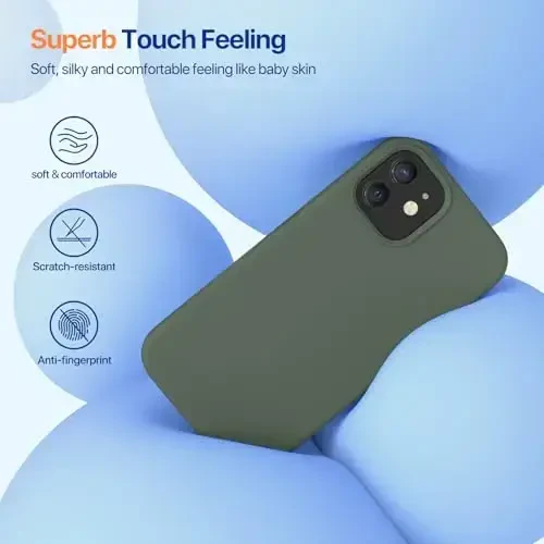 Miracase iPhone 12 va iPhone 12 Pro bilan mos keladi, suyuq silikonli gel kauchuk to'liq tanani himoya qiluvchi zarbga chidamli telefon qutisi iPhone 12/12 Pro 6.1 dyuym uchun, to'q yashil - 3