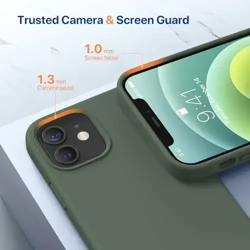 Miracase iPhone 12 va iPhone 12 Pro bilan mos keladi, suyuq silikonli gel kauchuk to'liq tanani himoya qiluvchi zarbga chidamli telefon qutisi iPhone 12/12 Pro 6.1 dyuym uchun, to'q yashil - 5