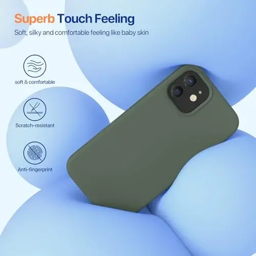 Miracase iPhone 12 va iPhone 12 Pro bilan mos keladi, suyuq silikonli gel kauchuk to'liq tanani himoya qiluvchi zarbga chidamli telefon qutisi iPhone 12/12 Pro 6.1 dyuym uchun, to'q yashil - 3