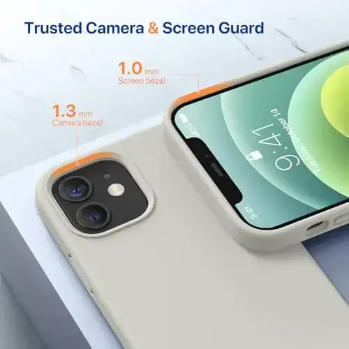 Miracase iPhone 12 va iPhone 12 Pro bilan mos keladi, suyuq silikonli gel rezina to'liq tanani himoya qiladi zarbga chidamli tomchidan himoya iPhone 12/12 Pro 6.1 dyuymli telefon qutisi, tosh - 4