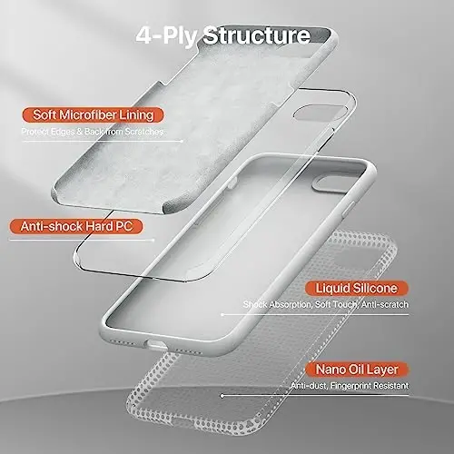 Miracase iPhone 12 va iPhone 12 Pro bilan mos keladi, suyuq silikonli gel rezina to'liq tanani himoya qiladi zarbga chidamli tomchidan himoya iPhone 12/12 Pro 6.1 dyuymli telefon qutisi, tosh - 3