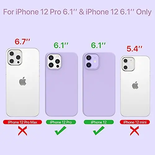 Miracase iPhone 12 va iPhone 12 Pro g'ilofi bilan mos keladi, suyuq silikon gel kauchuk to'liq tanani himoya qiladi zarbga chidamli tomchidan himoya qiladi iPhone 12/12 Pro 6,1 dyuym uchun telefon g'ilofi, binafsha - MIRACASE (1)