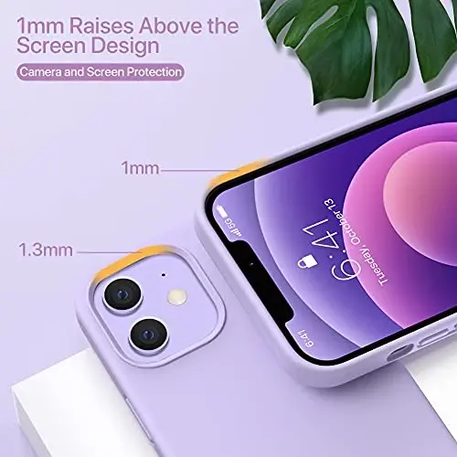 Miracase iPhone 12 va iPhone 12 Pro g'ilofi bilan mos keladi, suyuq silikon gel kauchuk to'liq tanani himoya qiladi zarbga chidamli tomchidan himoya qiladi iPhone 12/12 Pro 6,1 dyuym uchun telefon g'ilofi, binafsha - 5