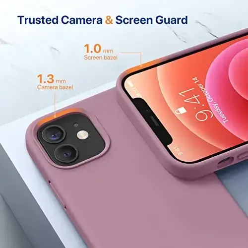 Miracase iPhone 12 va iPhone 12 Pro g'ilofi bilan mos keladi, suyuq silikonli gel kauchuk to'liq himoya zarbga chidamli tomchidan himoya iPhone 12/12 Pro 6.1 dyuym uchun telefon g'ilofi, qora smorodina - 5