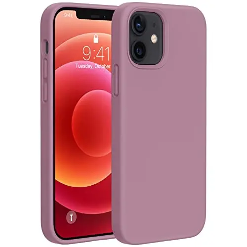 Miracase iPhone 12 va iPhone 12 Pro g'ilofi bilan mos keladi, suyuq silikonli gel kauchuk to'liq himoya zarbga chidamli tomchidan himoya iPhone 12/12 Pro 6.1 dyuym uchun telefon g'ilofi, qora smorodina 