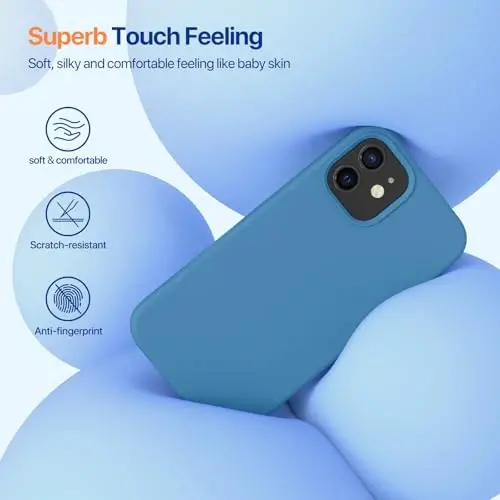Miracase iPhone 12 va iPhone 12 Pro g'ilofiga mos keladi, suyuq silikonli gel kauchukli to'liq himoya zarbga chidamli tushishdan himoya iPhone 12/12 Pro 6,1 dyuym uchun telefon g'ilofi, Capri Blue - 3