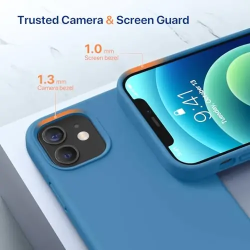 Miracase iPhone 12 va iPhone 12 Pro g'ilofiga mos keladi, suyuq silikonli gel kauchukli to'liq himoya zarbga chidamli tushishdan himoya iPhone 12/12 Pro 6,1 dyuym uchun telefon g'ilofi, Capri Blue - 5