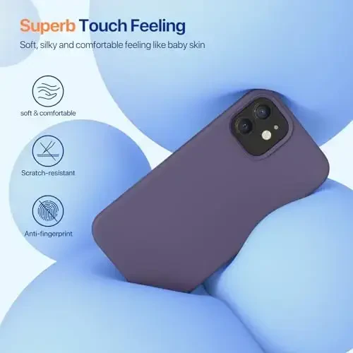 Miracase iPhone 12 va iPhone 12 Pro uchun g‘ilof bilan mos keladi, suyuq silikon gel kauchuk to‘liq tanani himoya qiladi zarbga chidamli tomchidan himoya qiluvchi telefon g‘ilofi iPhone 12/12 Pro 6.1 dyuym, to‘q binafsha - 4