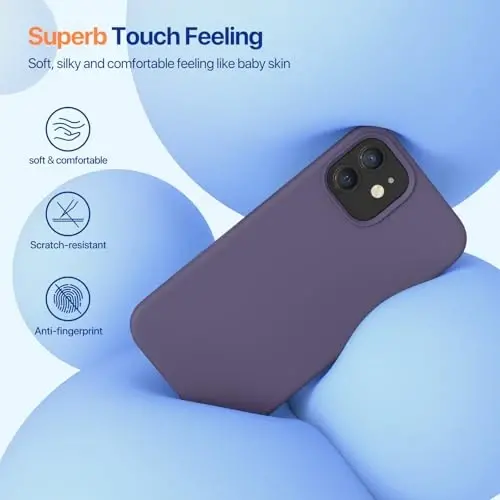 Miracase iPhone 12 va iPhone 12 Pro uchun g‘ilof bilan mos keladi, suyuq silikon gel kauchuk to‘liq tanani himoya qiladi zarbga chidamli tomchidan himoya qiluvchi telefon g‘ilofi iPhone 12/12 Pro 6.1 dyuym, to‘q binafsha - 4