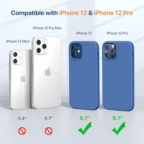 Miracase iPhone 12 va iPhone 12 Pro uchun mos keladi, Suyuq silikon Gel rezina to'liq tana himoyasi zarbga chidamli tushishdan himoya iPhone 12/12 Pro 6.1 dyuym uchun telefon qutisi, Azure Blue - 2