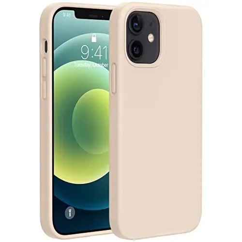 Miracase Compatible with iPhone 12 Case and iPhone 12 Pro Case, Liquid Silicone Gel Rubber Full Body Protection Shockproof Drop Protection Phone Case for iPhone 12/12 Pro 6.1 inch, Bean Grey - 1