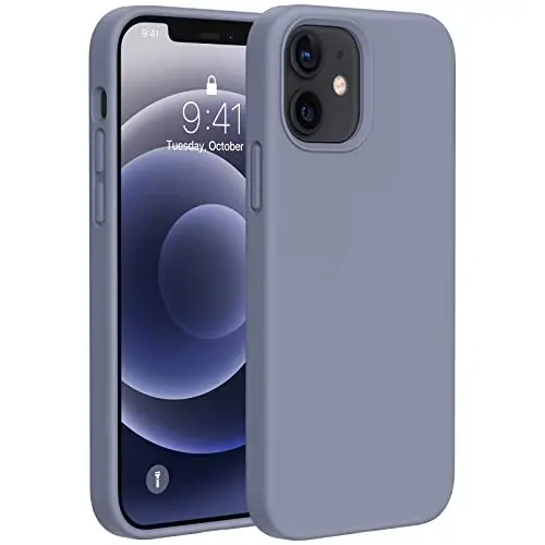 Miracase Compatible with iPhone 12 Case and iPhone 12 Pro Case, Liquid Silicone Gel Rubber Full Body Protection Shockproof Drop Protection Phone Case for iPhone 12/12 Pro 6.1 inch, Lavender Gray - MIRACASE