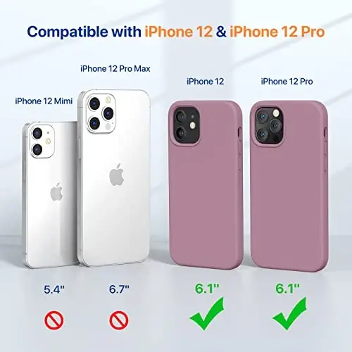 Miracase Compatible with iPhone 12 Case and iPhone 12 Pro Case, Liquid Silicone Gel Rubber Full Body Protection Shockproof Drop Protection Phone Case for iPhone 12/12 Pro 6.1 inch, Blackcurrant - MIRACASE (1)