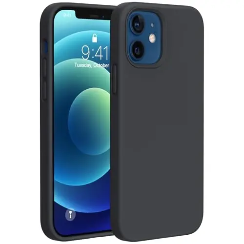 Miracase Compatible with iPhone 12 Case and iPhone 12 Pro Case, Liquid Silicone Gel Rubber Full Body Protection Shockproof Drop Protection Phone Case for iPhone 12/12 Pro 6.1 inch, Black - 5