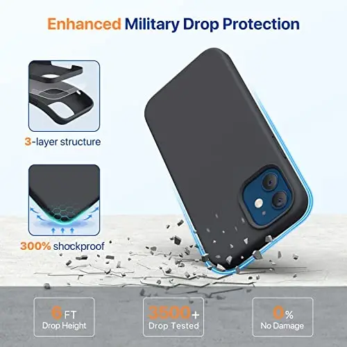 Miracase iPhone 12/12 Pro qopqoni, Qora - 3