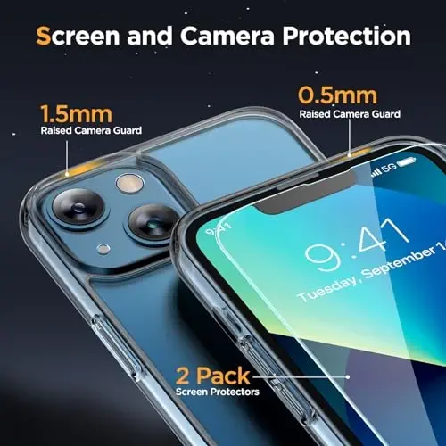 Miracase Magnetic for iPhone 13 Case 6.1 inch (Compatible with MagSafe)（with 2X Screen Protectors） Military-Grade Protection, Anti-Fingerprint Translucent Matte Phone Case Cover, Clear - 5