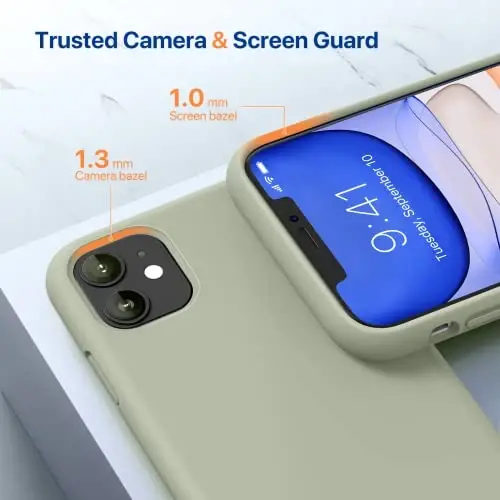Miracase iPhone 13 Kılıf için Tasarlanmış, [Yumuşak Çizilmez Mikrofiber Astar], 13 6.1 inç için Darbeye Dayanıklı Sıvı Silikon Kauçuk Telefon Kılıfı Kapağı, Patine Yeşili - 5