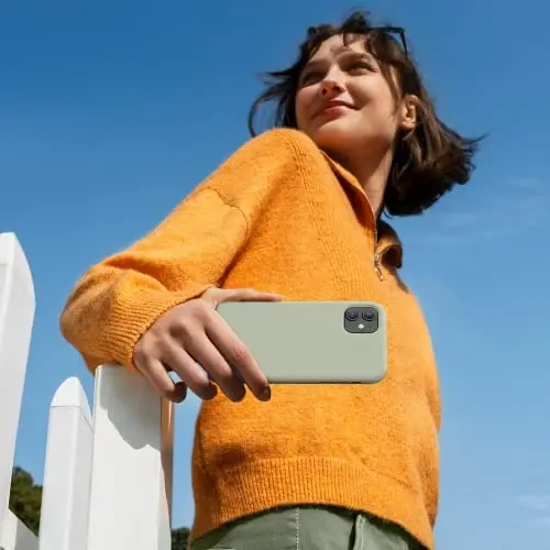 Miracase iPhone 13 Kılıf için Tasarlanmış, [Yumuşak Çizilmez Mikrofiber Astar], 13 6.1 inç için Darbeye Dayanıklı Sıvı Silikon Kauçuk Telefon Kılıfı Kapağı, Patine Yeşili - 6