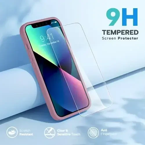 Miracase Designed for iPhone 13 Case, with Tempered Glass Screen Protector, [Soft Anti-Scratch Microfiber Lining], Shockproof Liquid Silicone Rubber Phone Cover Case for 13 6.1 inch, Blackcurrant - 4